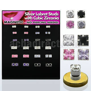 brmlzm magnetic fake labret stud with silver prong cz backing