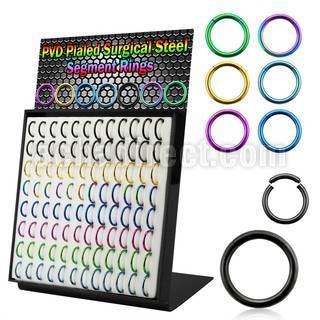 brmsgt1 display 96 aros segmento acero quirurgico pvd 8mm 10mm mayorista