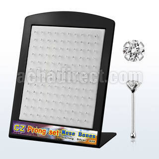 brnbczc display 120 piercing nariz hueso plata esterlina 925 0 6mm zirconia redonda 2mm distribuidor mayorista