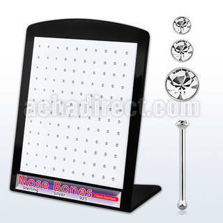brnbmc7 display 120 piercing nariz hueso plata 925 0 6mm cristal claro redondo 1.25 1 5mm 2mm distribuidor mayorista
