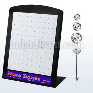 brnbmc display 120 piercing nariz hueso plata esterlina 925 0 6mm cristal claro redondo 1.4mm 1 5mm 2mm venta