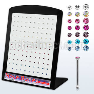 brnbmm7 display 120 piercing nariz hueso plata 925 0 6mm cristal redondo 1.25 1 5mm 2mm venta