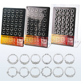 brnhm20 display 30 anillos septum falsos plata esterlina 1mm disenos variados 12mm distribuidor mayorista