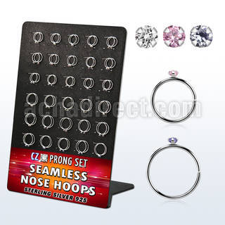 brnhm29 display 60 aro continuo nariz plata 925 0 6mm zirconia redonda 1 5mm   516 & 38 8mm & 10mm venta