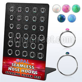 brnhm33 board 60 silver seamless nose hoop 1.5mm synthetic opals