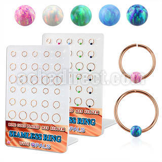 brnhm44 display 30 aro continuo plata 925 oro rosa opalo 3mm 8mm 12mm mayorista