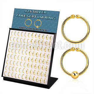 brnhmx31 display 96 anillos septum falsos plata 925 oro 18 kts 1mm 48 liso 48 bolas 10mm distribuidor