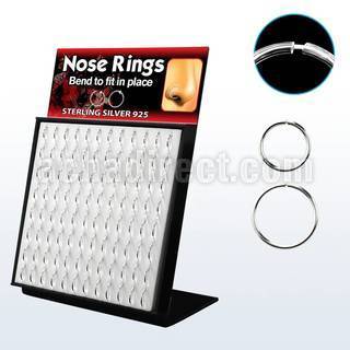 brnhmx6 display 96 aros nariz continuos plata 925 1mm 8mm 10mm distribuidor
