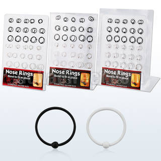 brnhp14 display 60 aros nariz plata esterlina negro blanco bola 0 6mm 8mm 12mm mayorista