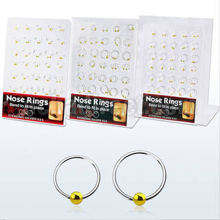brnhp5 display 60 aros nariz plata esterlina bola 0 6mm 8mm 12mm al por mayor