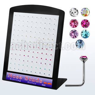 brnsmm display 120 piercing nariz l plata 925 0 6mm cristal redondo mayorista