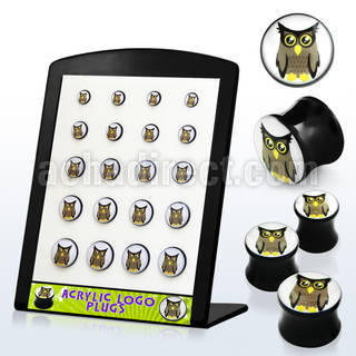 brpg104 venta por mayor display 20 dilatadores plug doble flare acrIlico negro logo rosa roja 6mm 14mm al por mayor