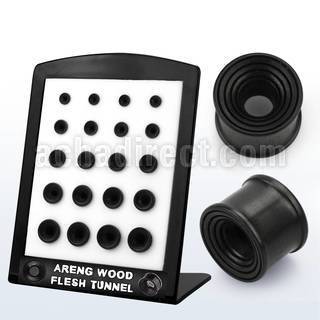 brpg110 display 20 dilatadores tunel doble flare madera areng negra plugs aberturas conicas estriadas lados 6mm 14mm al por mayor