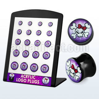 brpg122 board w double flared plug with girly skull logo