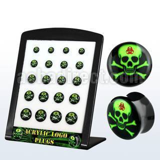 brpg159 distribuidor display 20 plugs doble flare acrIlico rosa logo panda blanco negro fondo rosa 6mm 14mm distribuidor mayorista