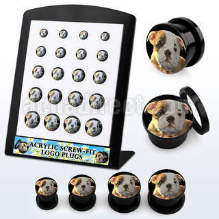 brpg175 display 20 dilatadores plug acrIlico negro rosca logo perrito bulldog 2g to 916 6mm 14mm distribuidor mayorista