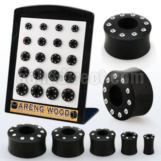 brpg207 mayorista display 20 plugs doble flare solido madera areng cristal borde al por mayor
