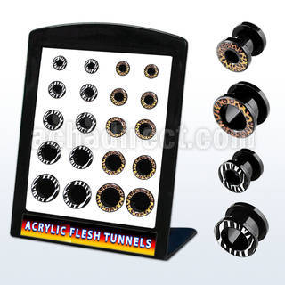brpg84 board of black acrylic flesh tunnel with zebra leopard