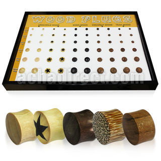 brpg88 board of assorted double flared various wood plugs