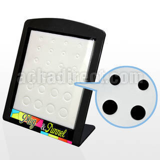 brpu display acrIlico piercings display vacIo plugs espuma blanca 24 agujeros 8g 12 3mm 12mm sticker included distribuidor mayorista