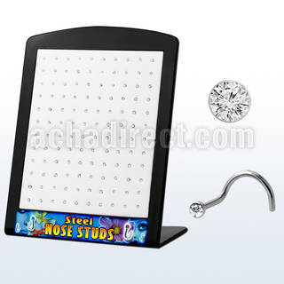 brs104 display 120 piercing nariz l acero quirurgico cristal redondo 2mm distribuidor mayorista