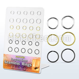 brsel11 display 30 aros continuos acero quirurgico pvd acero brillo espejo negro oro 8mm 10mm distribuidor mayorista