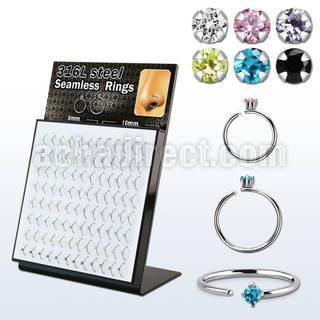 brselz2 display unidades aro continuo acero cz colores variados