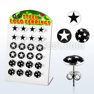 brser13 stainless steel earring stud with assorted logo tops