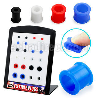 brsi display with 24 pcs of 3 10mm silicon flesh tunnels