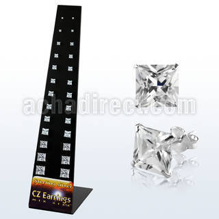 brzmsq display tri 13 pares piercings oreja zirconia clara 2mm 12mm venta