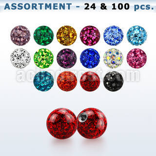 blk661 surtido piercings 24 100 bolas multi cristal 4mm rosca 1mm . precio partir solo 1.39$ por unidad distribuidor