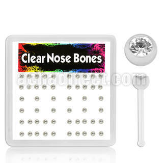 bxa18 caja piercing nariz hueso acrilico transparente bola 2mm cristal claro redondo venta