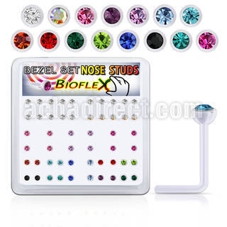 bxa37 caja piercing nariz l bio flexible redonda 2mm cristal swarovski bisel distribuidor mayorista