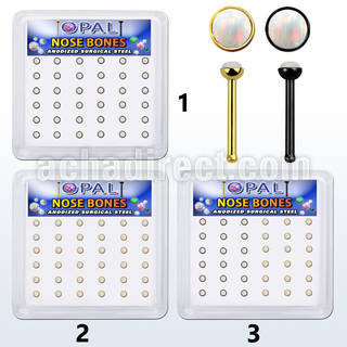 bxbop4 caja 36 piercing nariz hueso acero 316l anodizado opalos sinteticos redondos 1 5mm al por mayor