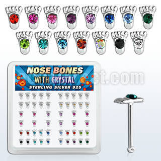 bxftm caja display piercing nariz hueso plata 0 6mm huella pie cristal centro venta