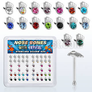 bxhdm caja display piercing nariz hueso plata esterlina 925 0 6mm mano cristal centro al por mayor