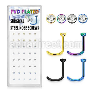 bxns9 anodized 316l steel nose screw with clear crystal top