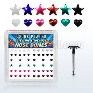 bxphs caja display piercing nariz hueso plata 0 6mm corazon estrella colores mayorista