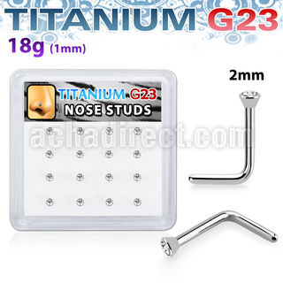 bxunl1 titanium g23 nose studs clear bezel set 16pcs