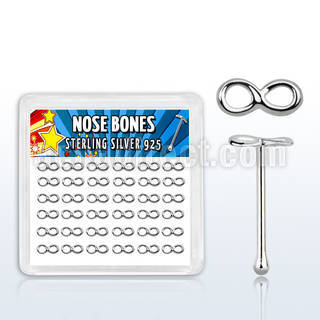 bxvfn36 box w silver nose bones with infity symbol shaped tops