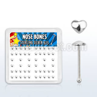 bxvhr caja display piercing nariz hueso plata 0 6mm corazon plata lisa distribuidor