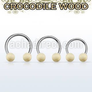 cbcr5 barbell circular organico barra acero 316l bolas madera cocodrilo 5mm distribuidor mayorista