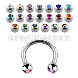 cbe2c 316l steel circular barbell with 3mm jewel ball