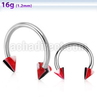 cbenaa 316l steel circular barbell with acrylic uv cone