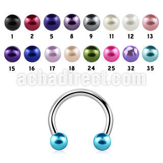 cbepr 316l steel circular barbell with faux pear balls