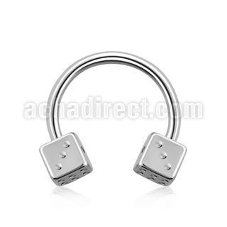 cbesdi 316l steel circular barbell with two 3mm dices