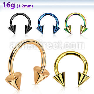 cbetcn5 anodized 316l steel circular barbell with two 5mm cones