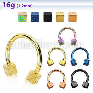 cbetdi anodized 316l steel circular barbell with 3mm dice