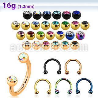 cbetjb25 anodized steel circular barbell w. two 2.5mm jewel balls