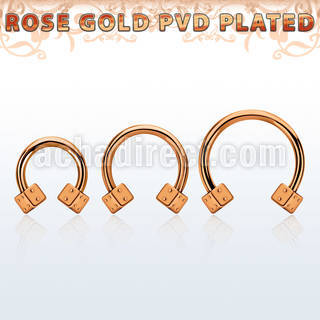 cbettd25 rose gold steel circular barbell w 2 2.5mm dices